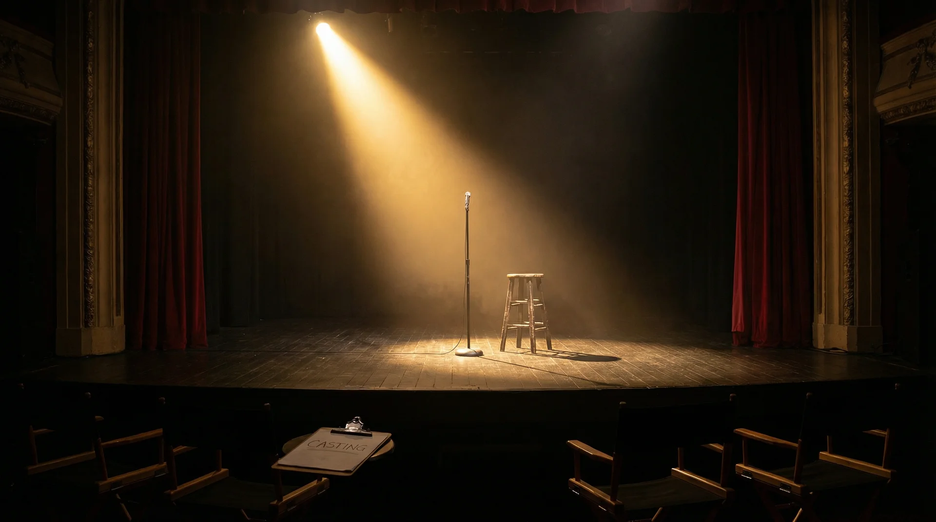红桃视频 选角现场，聚光灯下的空舞台等待演员登场